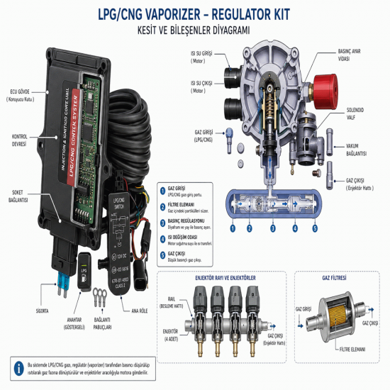 AEB Sıralı LPG ECU EKÜ MAP VE ATİKER REGÜLETÖR AEB ENJEKTÖR Tesisat Anahtar Düğme Seti Tüm Araçlara Uygun AEB Sıralı LPG ECU EKÜ MAP VE ATİKER REGÜLETÖR AEB ENJEKTÖR Tesisat Anahtar Düğme Seti Tüm Araçlara Uygun