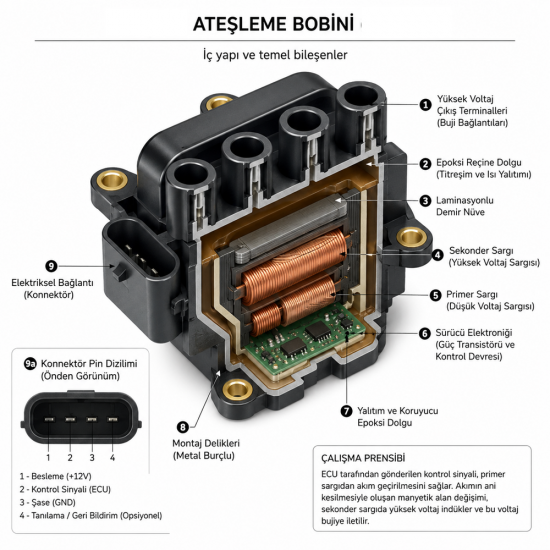Renault Symbol Kare Ateşleme Bobini (2009-2016 1.2)